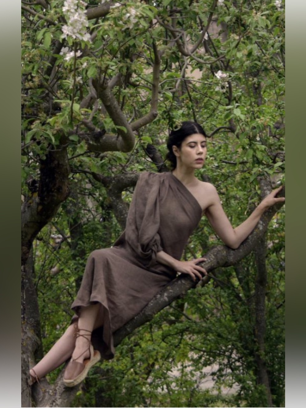 Rare LUXE PROVENCE Asymmetrical Carina dress in Coco Linen gauze - 100% Linen